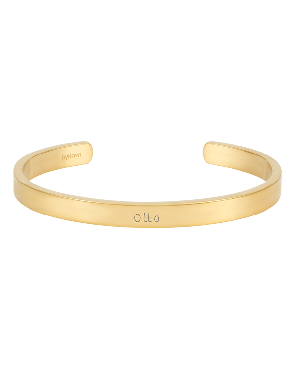 MARS SCRIPT armbånd fra byRavn i gullbelagt stål med navnet "Otto" gravert i håndskrift