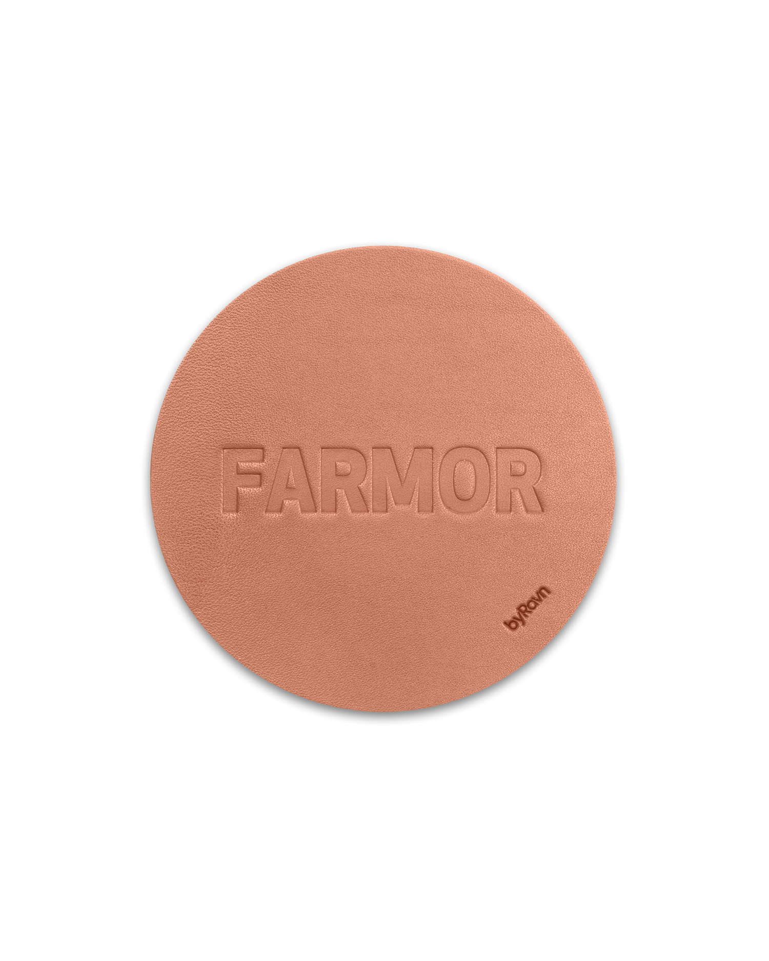 MOKKA glassbrikke fra byRavn i cognac skinn preget med "Farmor" i store bokstaver